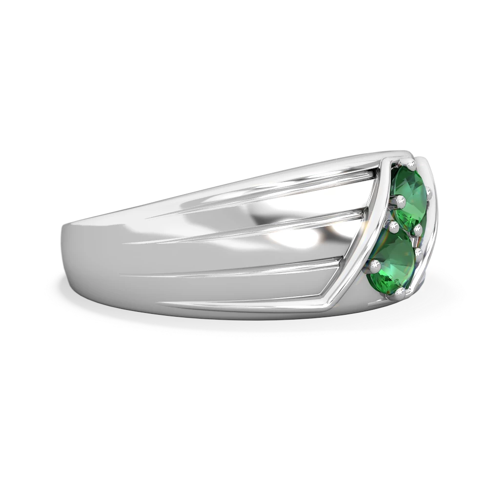 Lab Emerald Men's Streamline 14K White Gold ring R0460