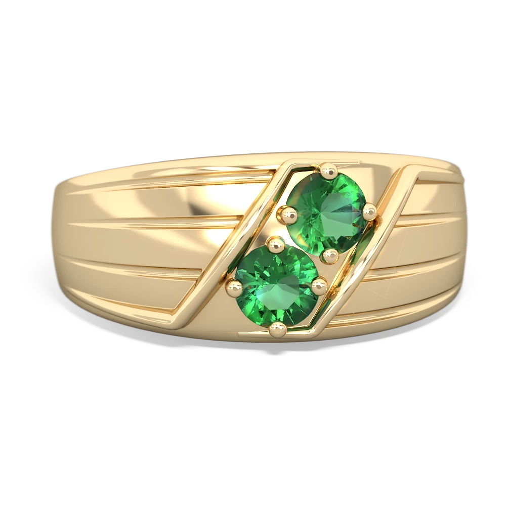 Lab Emerald Men's Streamline 14K Yellow Gold ring R0460