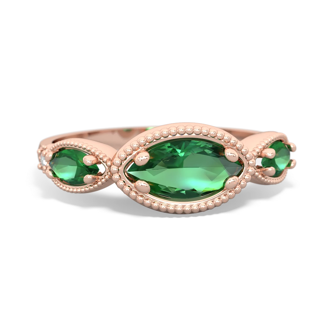 Emerald Milgrain Marquise 14K Rose Gold ring R5700