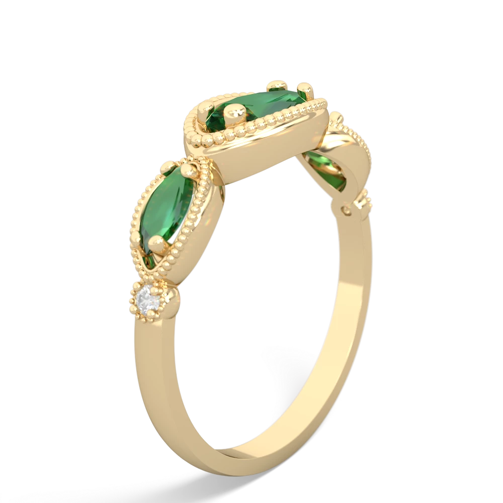 Emerald Milgrain Marquise 14K Yellow Gold ring R5700