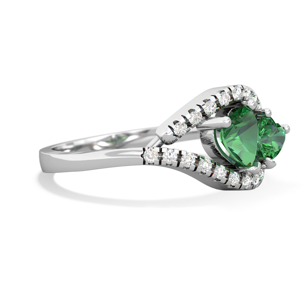 Lab Emerald Mother And Child 14K White Gold ring R3010