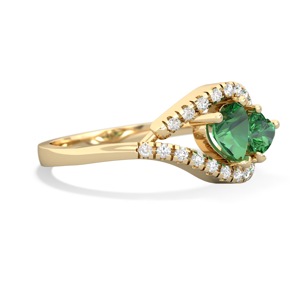 Lab Emerald Mother And Child 14K Yellow Gold ring R3010