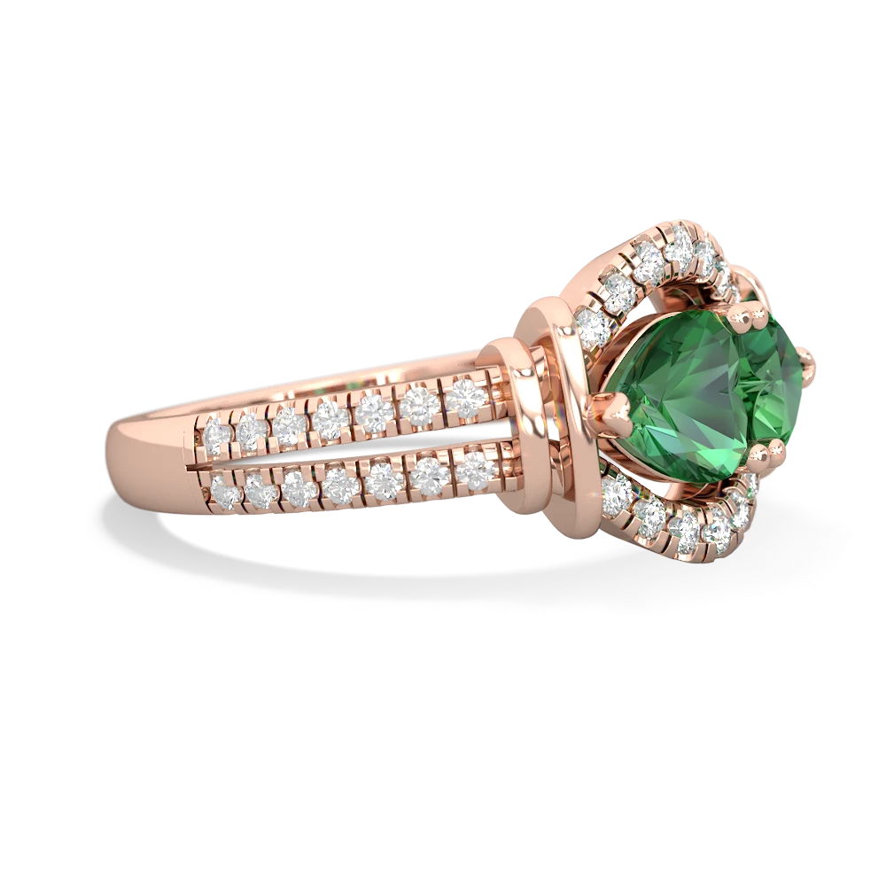 Lab Emerald Art-Deco Keepsake 14K Rose Gold ring R5630