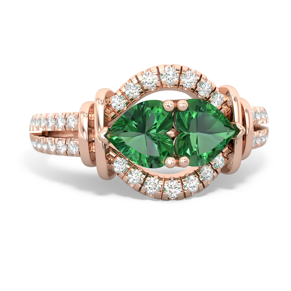 Lab Emerald Art-Deco Keepsake 14K Rose Gold ring R5630