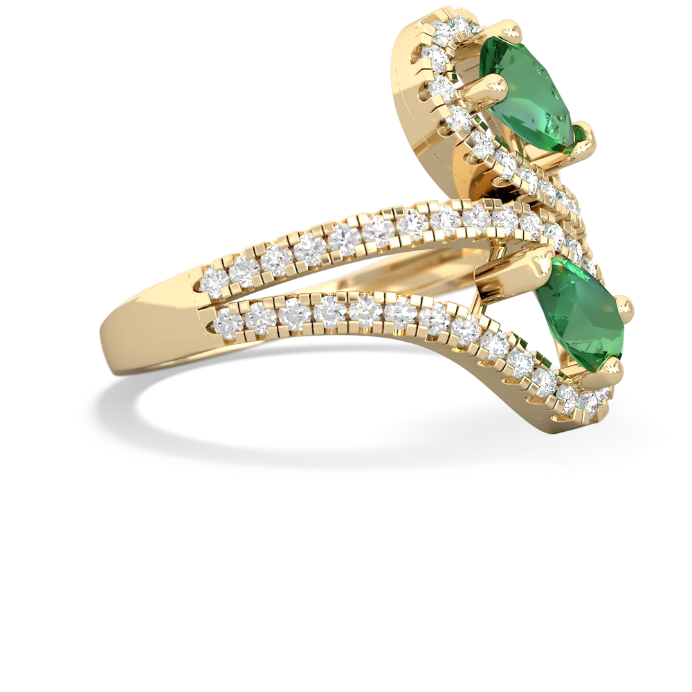 Lab Emerald Diamond Dazzler 14K Yellow Gold ring R3000