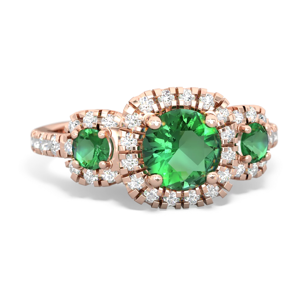 Lab Emerald Regal Halo 14K Rose Gold ring R5350