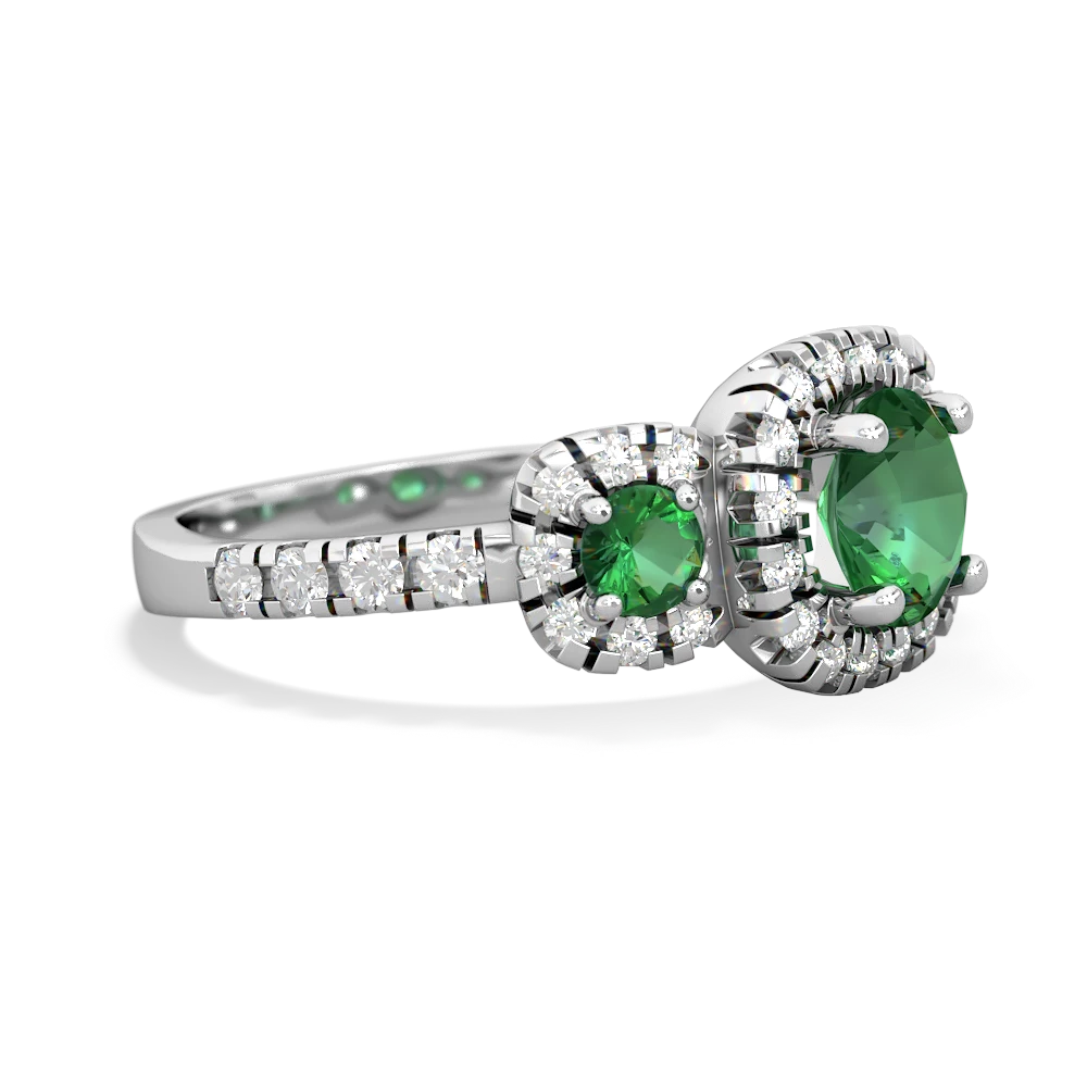 Lab Emerald Regal Halo 14K White Gold ring R5350