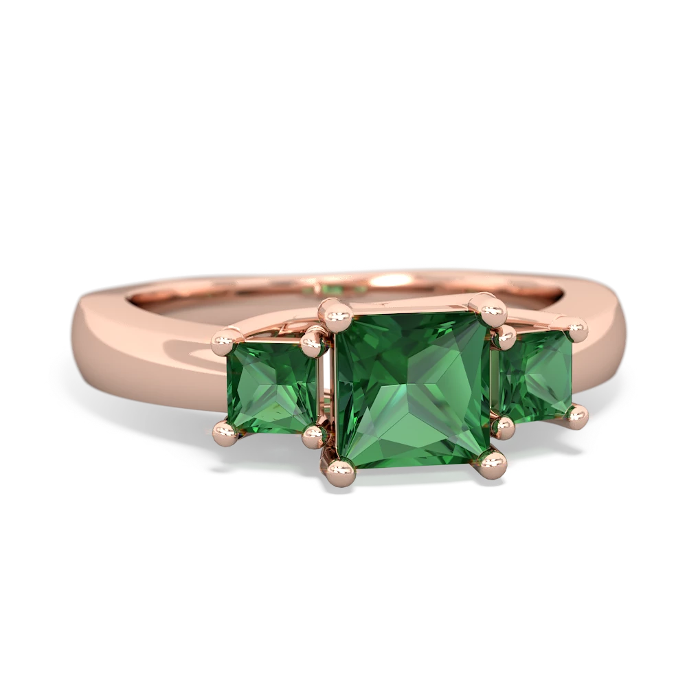 Lab Sapphire Three Stone Trellis 14K Rose Gold ring R4015