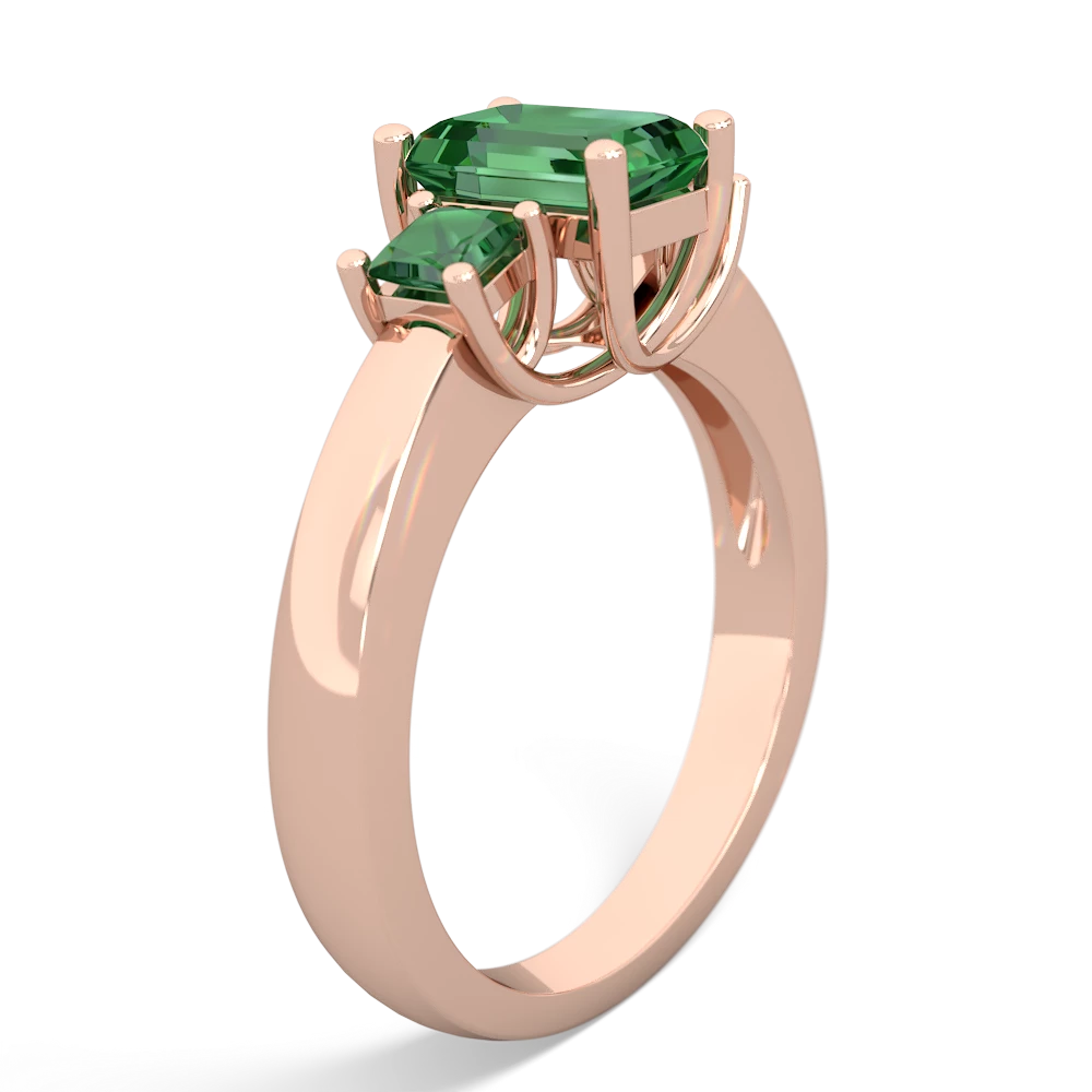 White Topaz Three Stone Emerald-Cut Trellis 14K Rose Gold ring R4021