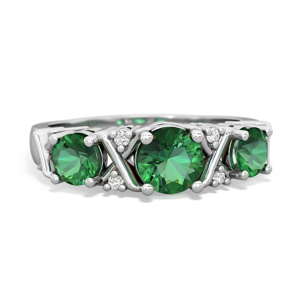 Emerald Hugs And Kisses 14K White Gold ring R5016