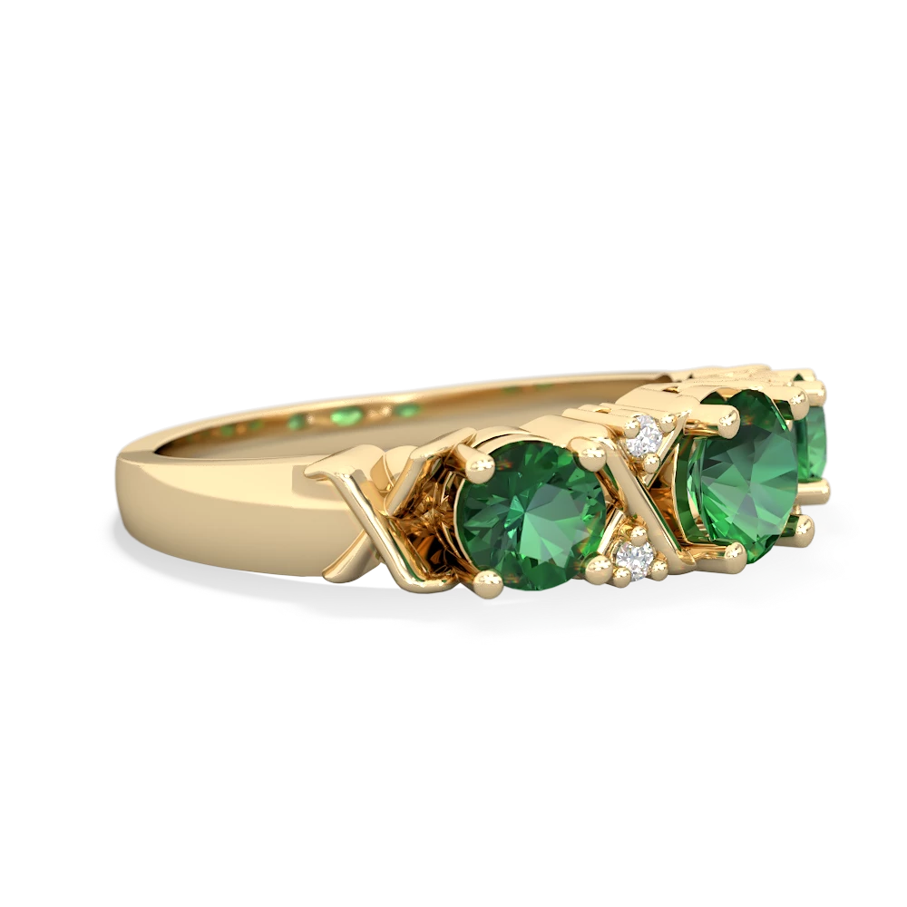 Lab Emerald Hugs And Kisses 14K Yellow Gold ring R5016