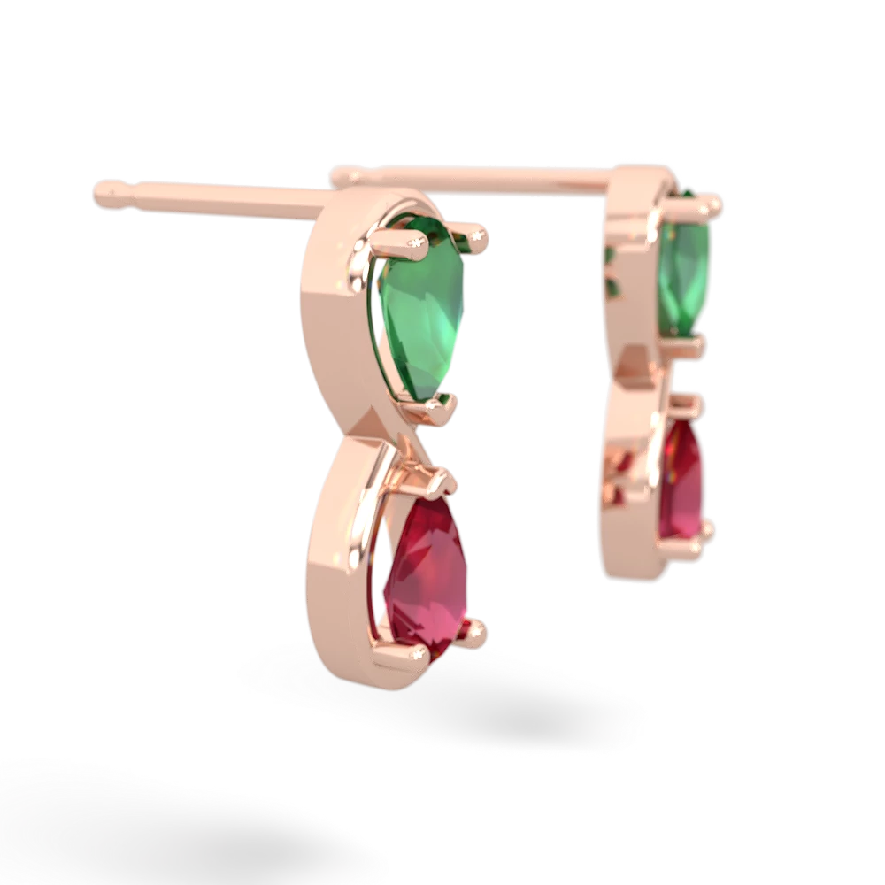 Lab Emerald Infinity 14K Rose Gold earrings E5050