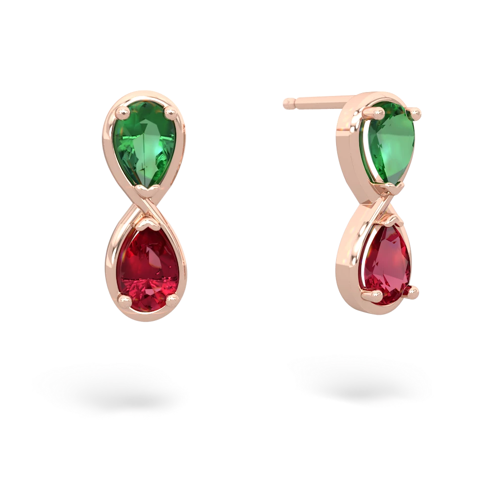 Lab Emerald Infinity 14K Rose Gold earrings E5050