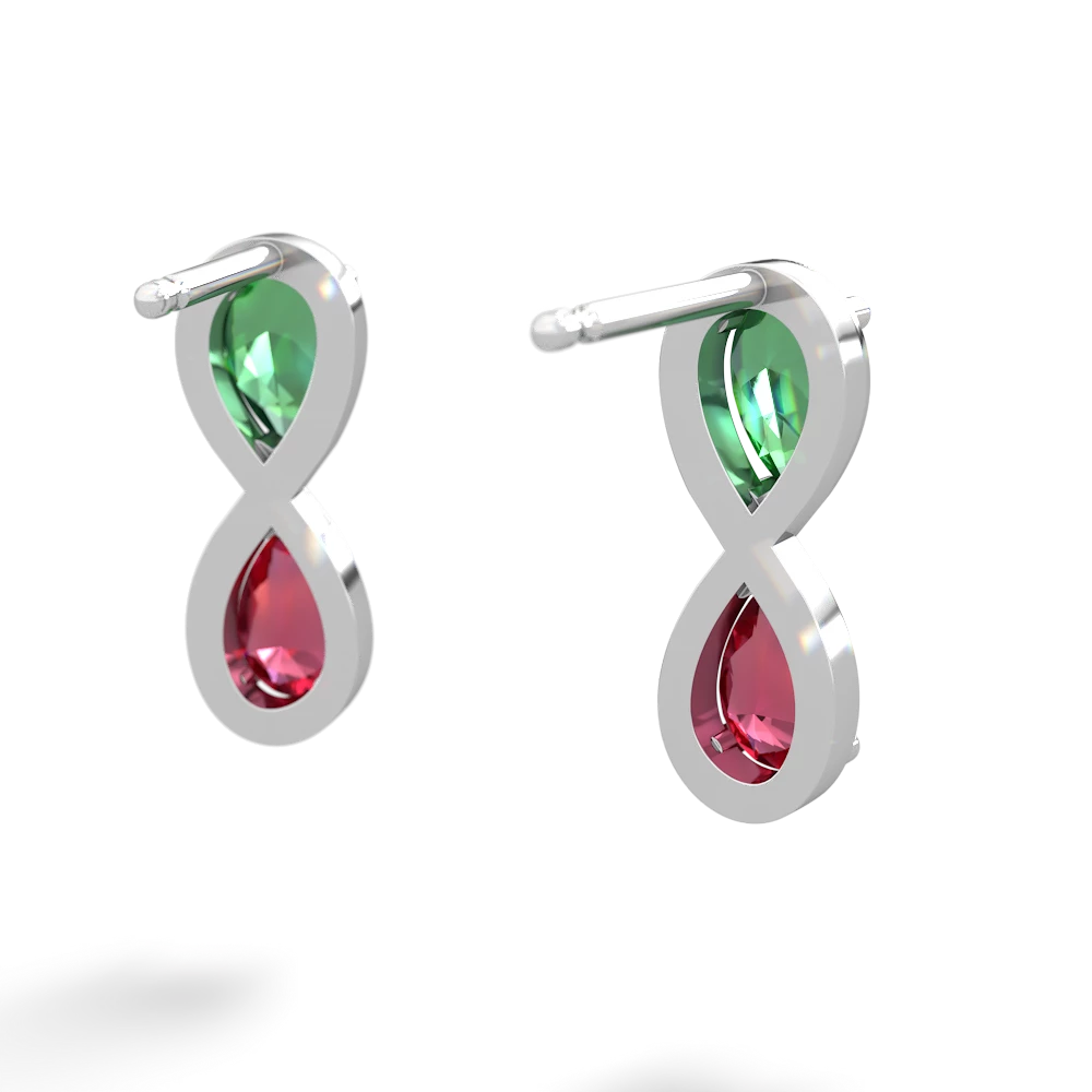 Lab Emerald Infinity 14K White Gold earrings E5050