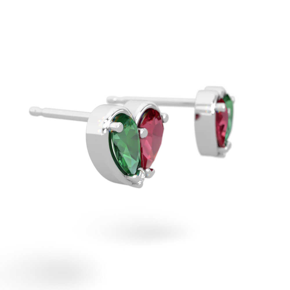 Lab Emerald 'Our Heart' 14K White Gold earrings E5072