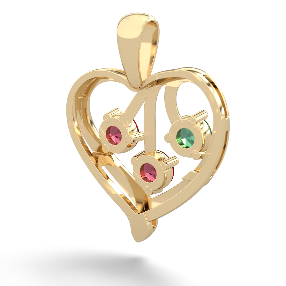 Lab Emerald Glowing Heart 14K Yellow Gold pendant P2233