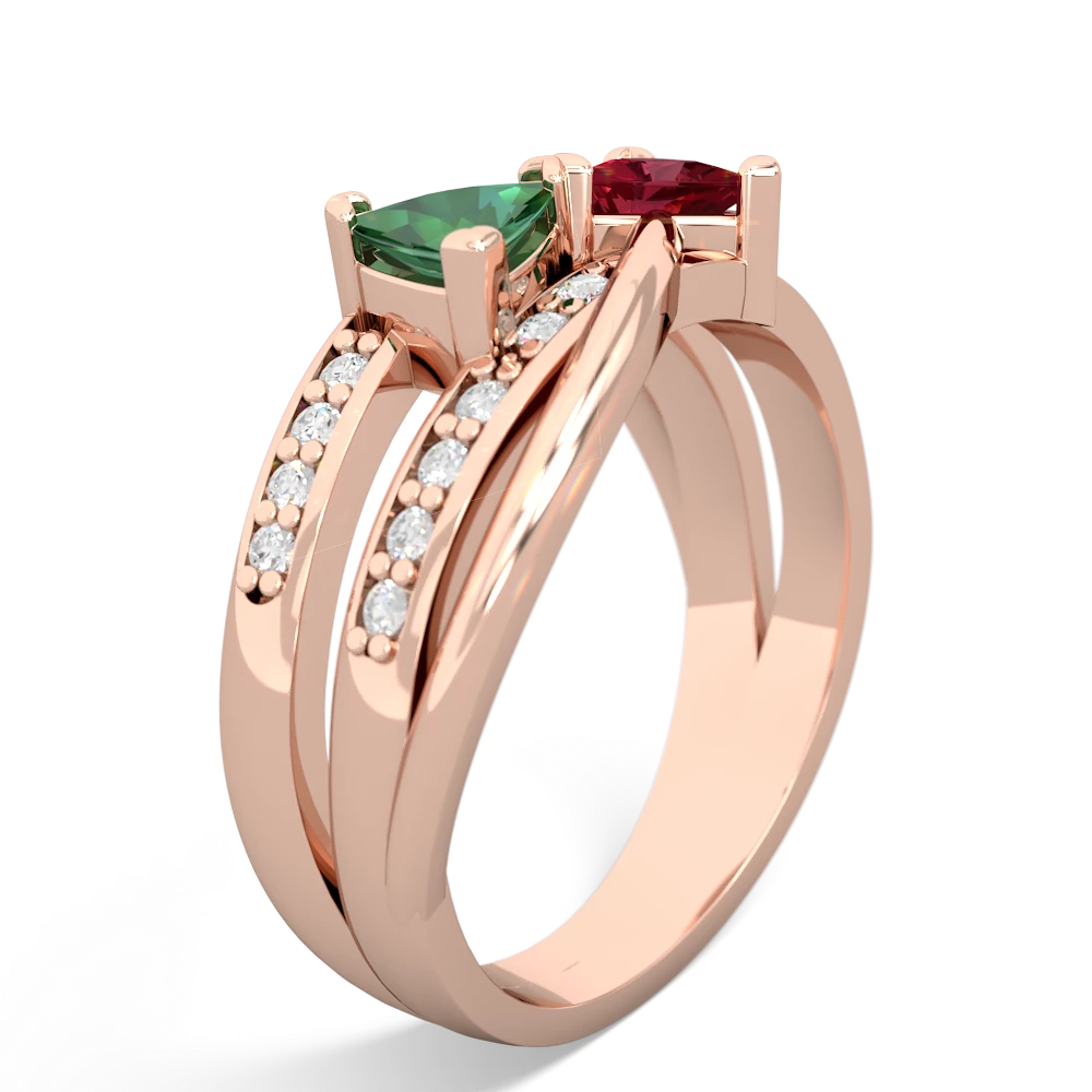 Lab Emerald Bowtie 14K Rose Gold ring R2360