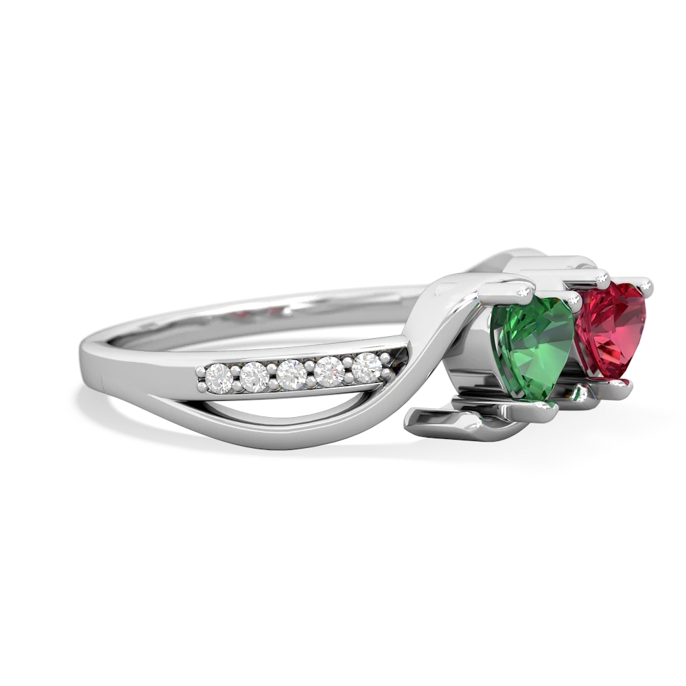 Lab Emerald Side By Side 14K White Gold ring R3090