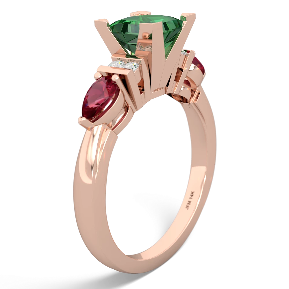 Lab Emerald 6Mm Princess Eternal Embrace Engagement 14K Rose Gold ring C2002