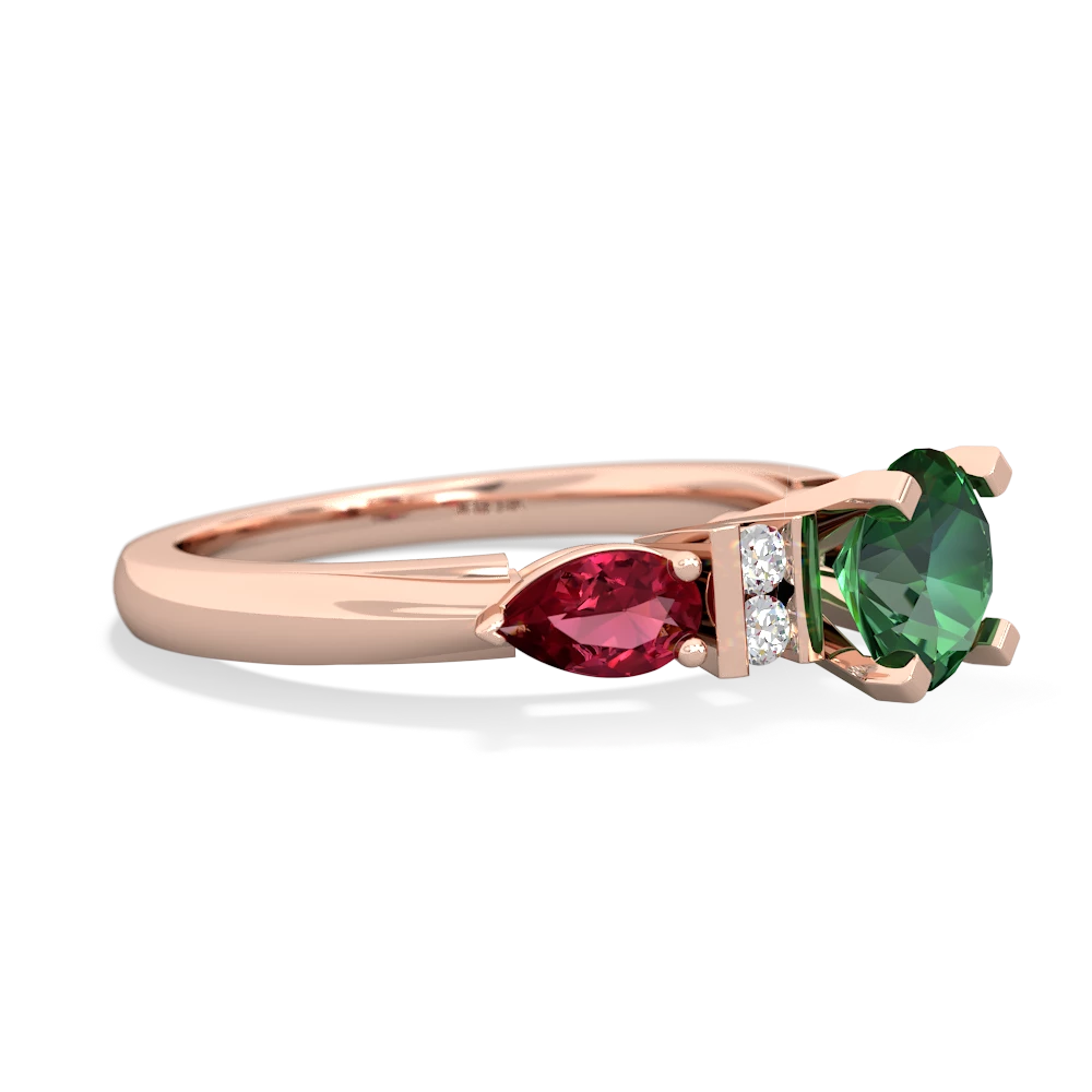 Lab Emerald 6Mm Round Eternal Embrace Engagement 14K Rose Gold ring R2005