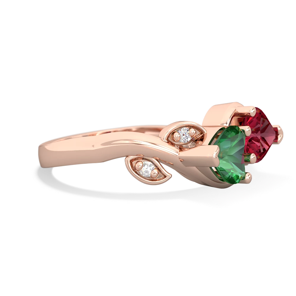 Lab Emerald Floral Elegance 14K Rose Gold ring R5790