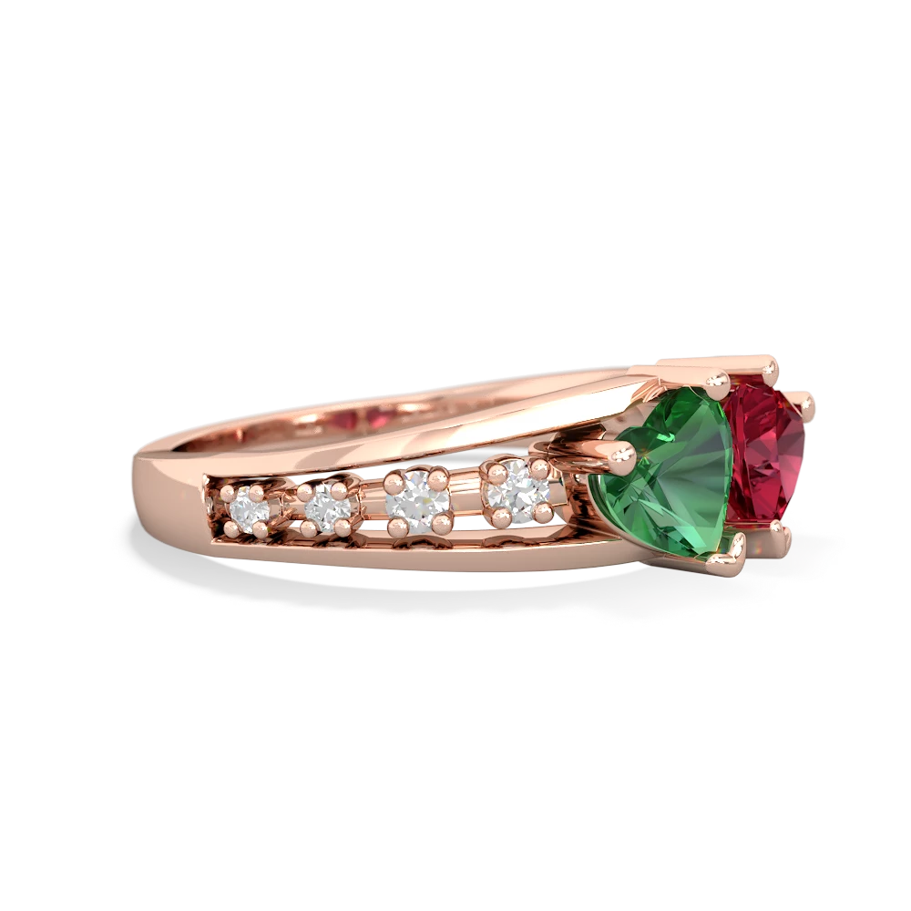 Lab Emerald Heart To Heart 14K Rose Gold ring R3342