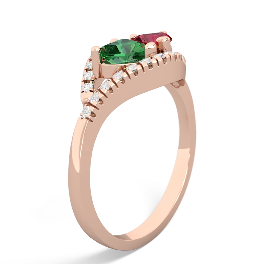 Lab Emerald Mother And Child 14K Rose Gold ring R3010