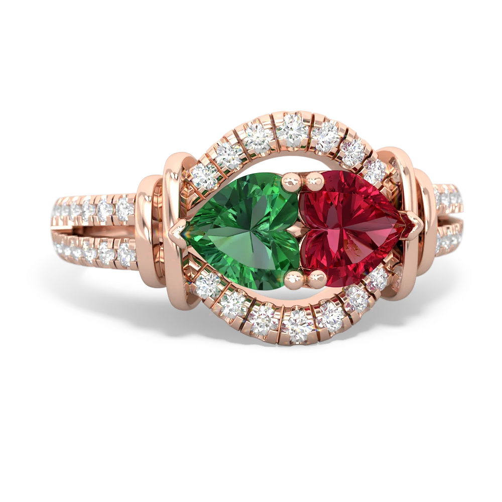 Lab Emerald Art-Deco Keepsake 14K Rose Gold ring R5630