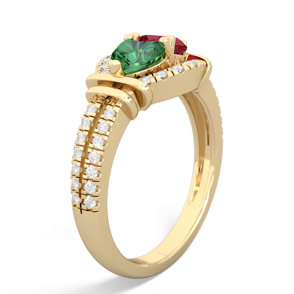 Lab Emerald Art-Deco Keepsake 14K Yellow Gold ring R5630