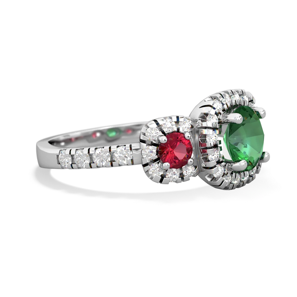 Lab Emerald Regal Halo 14K White Gold ring R5350