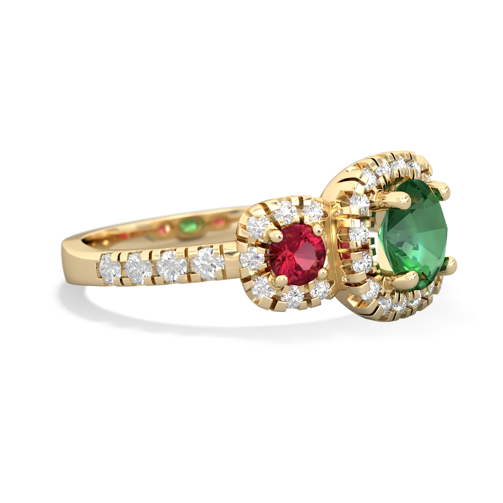 Lab Emerald Regal Halo 14K Yellow Gold ring R5350