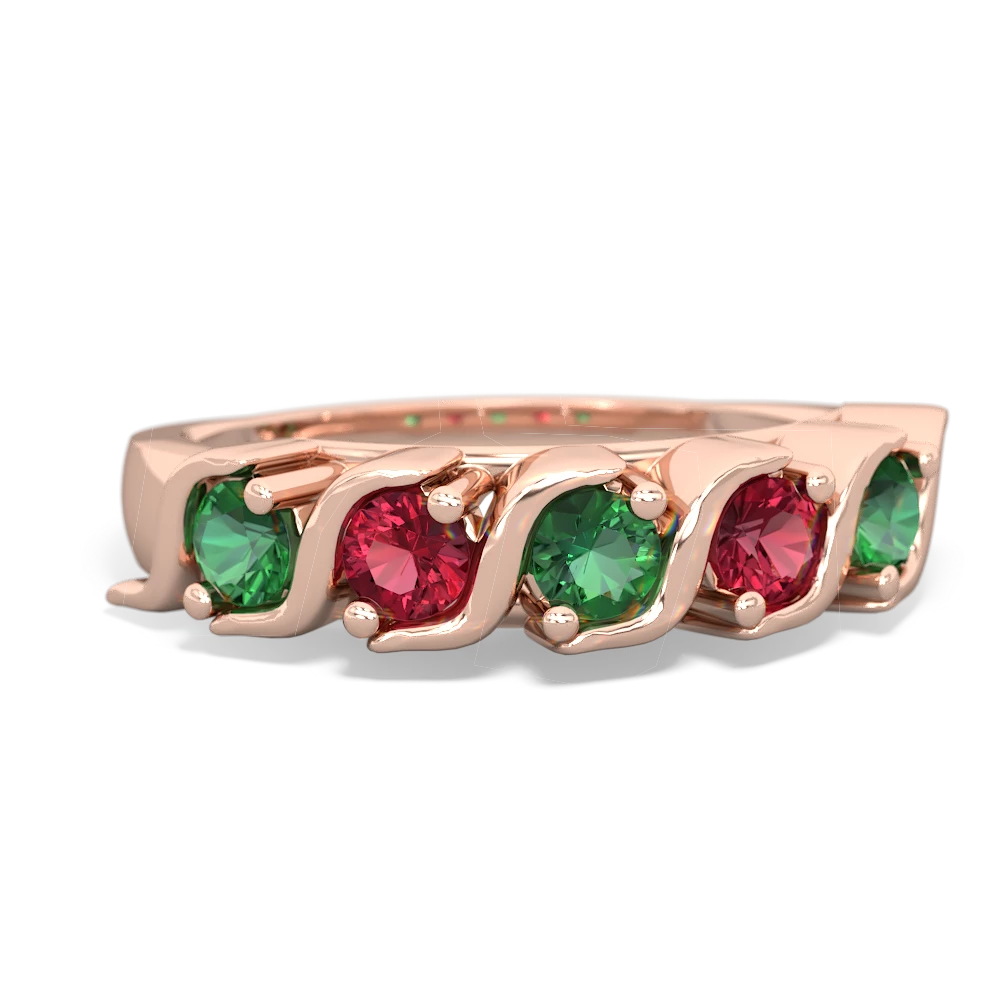 Lab Emerald Anniversary Band 14K Rose Gold ring R2089