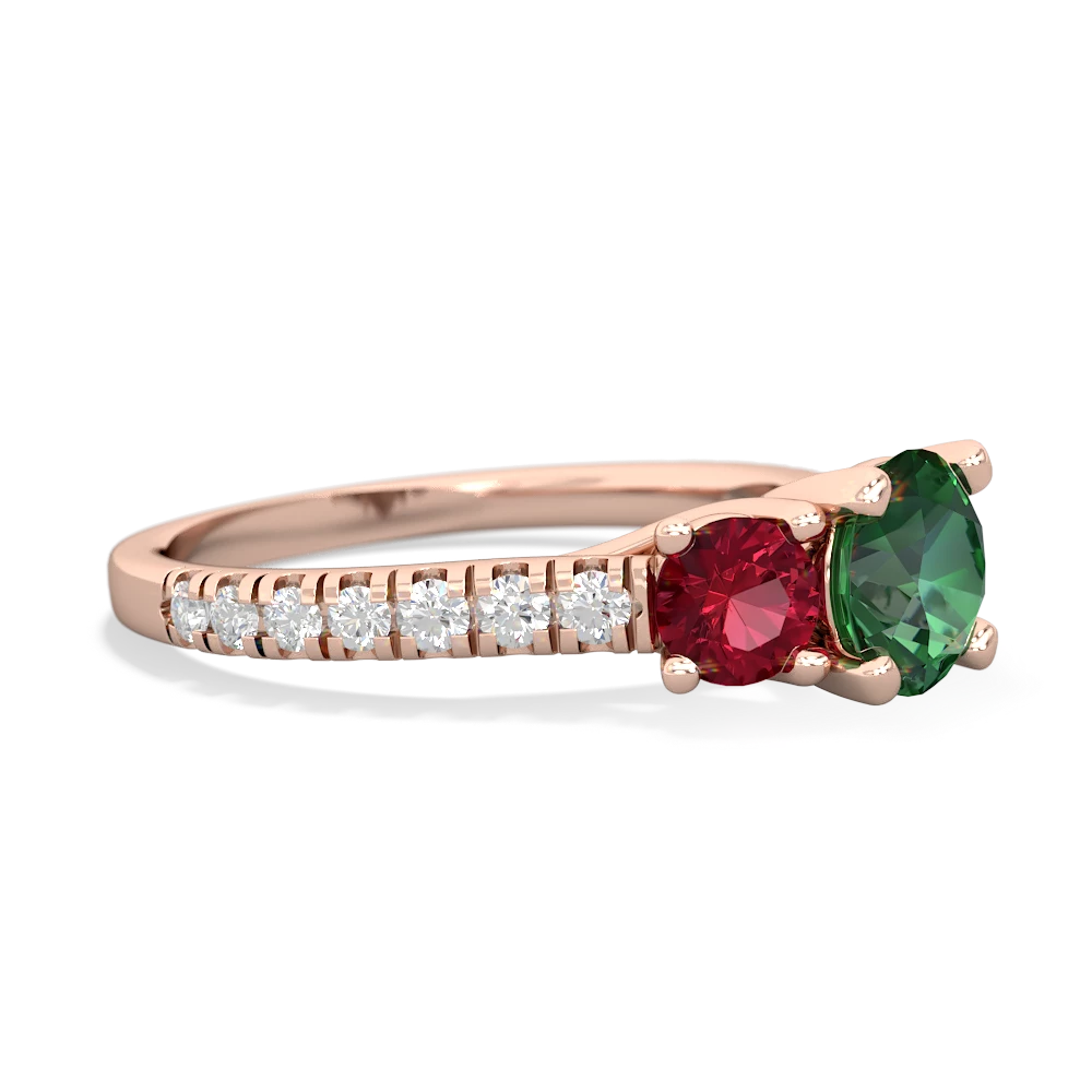 Lab Emerald Pave Trellis 14K Rose Gold ring R5500