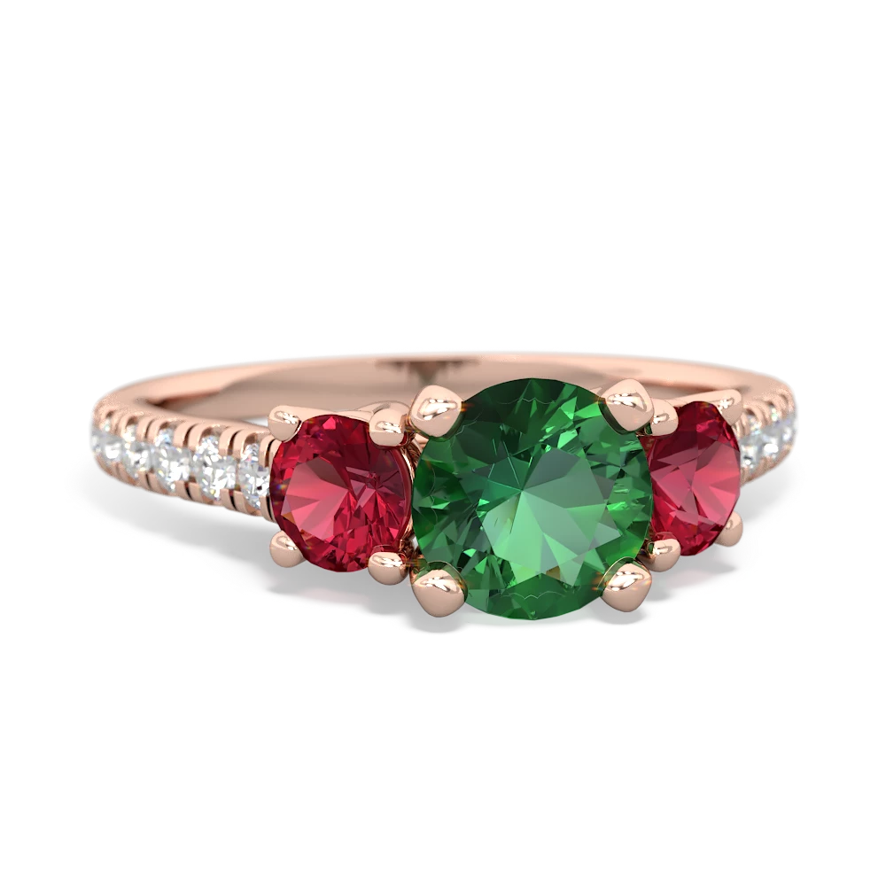 Lab Emerald Pave Trellis 14K Rose Gold ring R5500