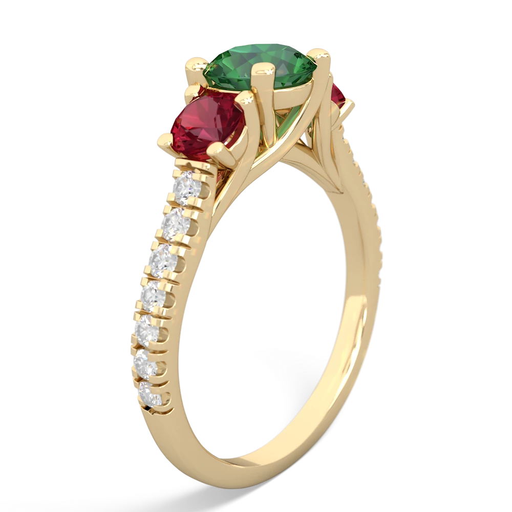 Lab Emerald Pave Trellis 14K Yellow Gold ring R5500