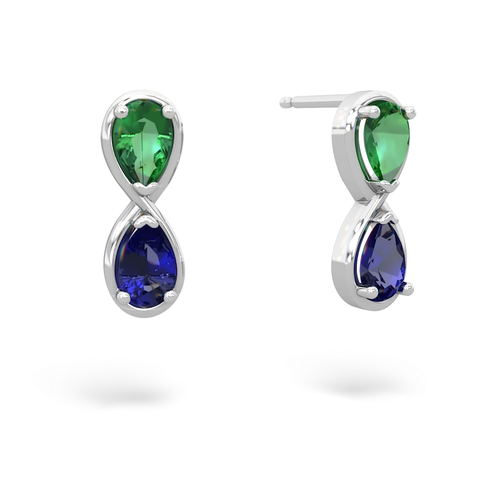 Lab Emerald Infinity 14K White Gold earrings E5050