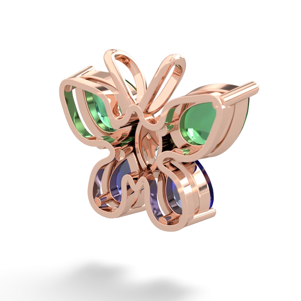 Lab Emerald Butterfly 14K Rose Gold pendant P2215