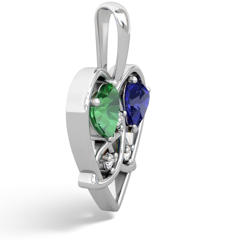 Lab Emerald Celtic Trinity Heart 14K White Gold pendant P5331