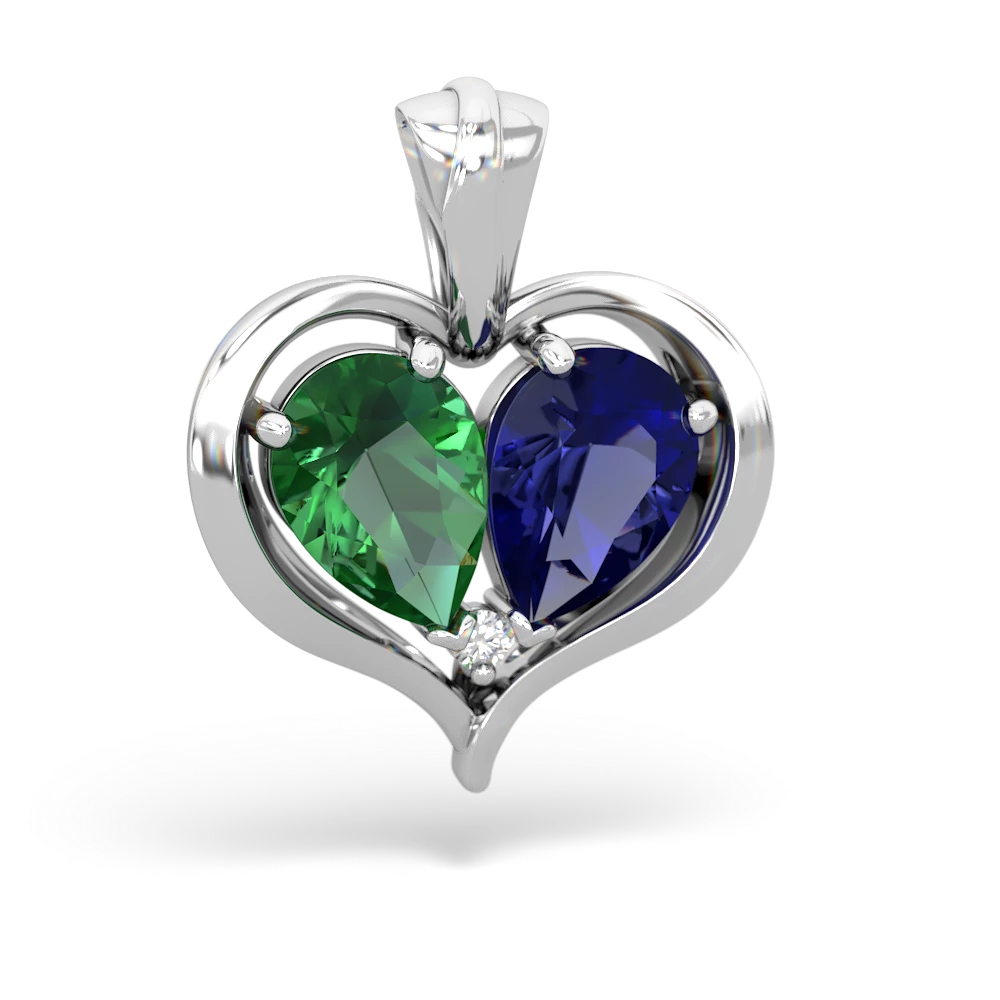 Lab Emerald Two Become One 14K White Gold pendant P5330