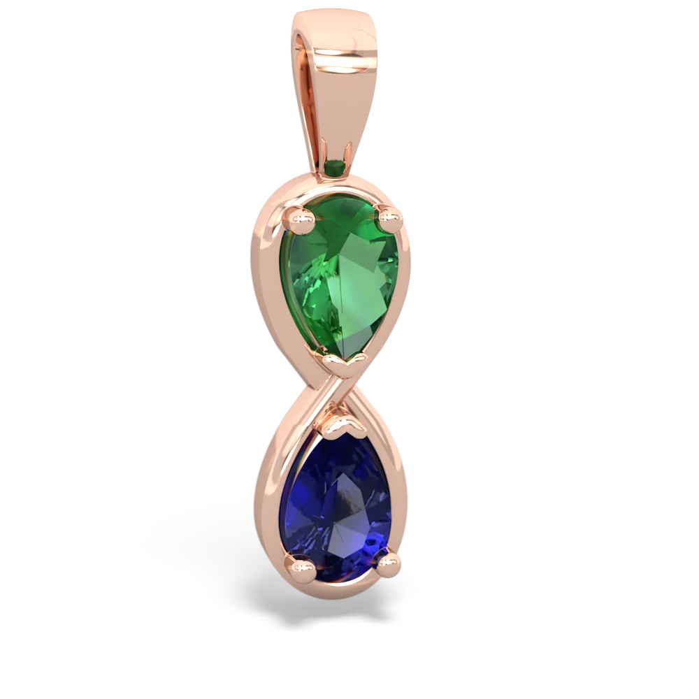 Lab Emerald Infinity 14K Rose Gold pendant P5050