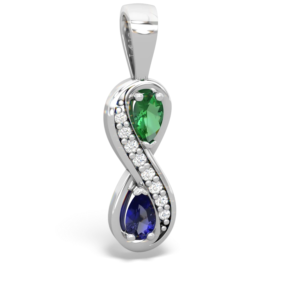 Lab Emerald Diamond Infinity 14K White Gold pendant P5390