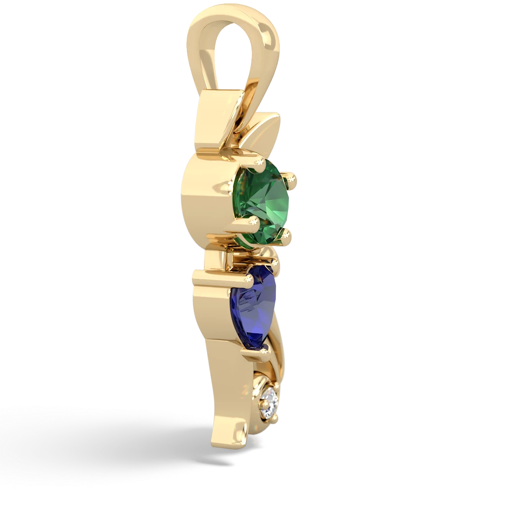 Lab Emerald Kitten 14K Yellow Gold pendant P5780