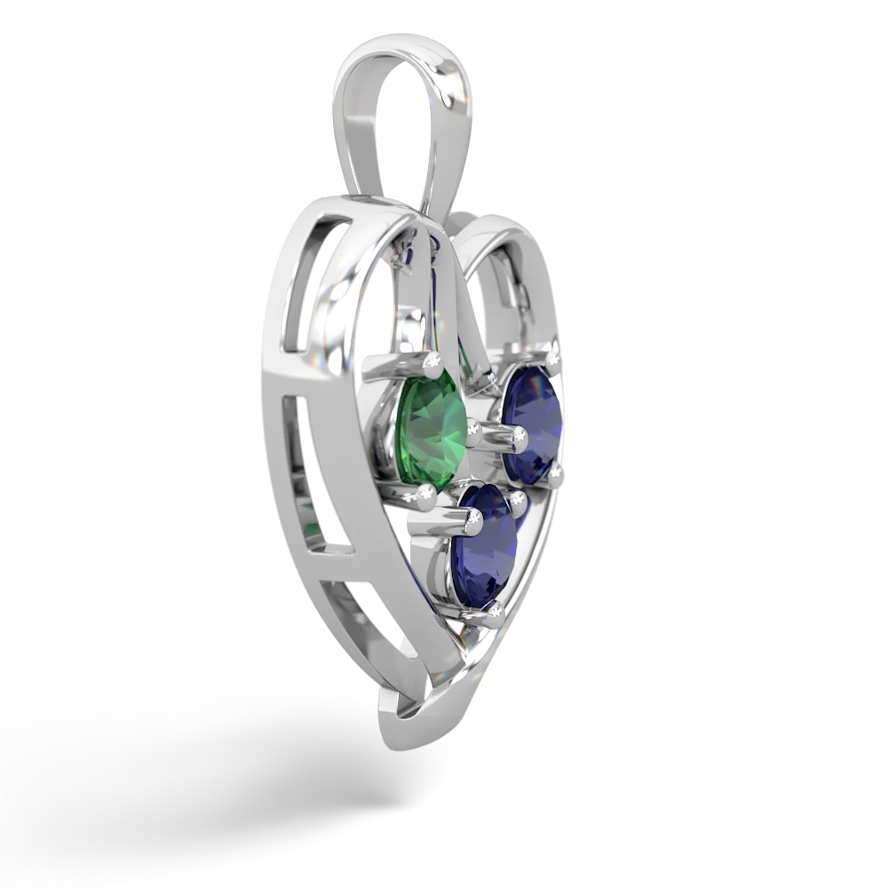 Lab Emerald Glowing Heart 14K White Gold pendant P2233