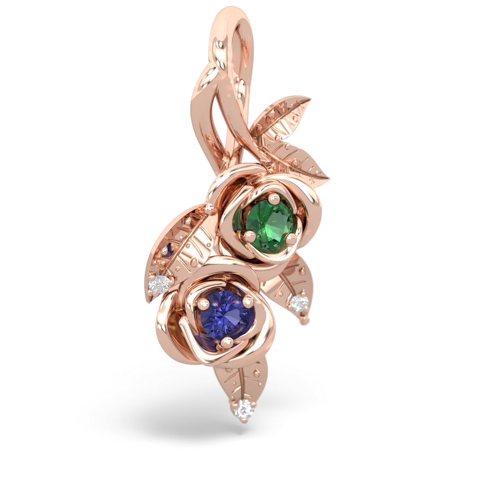 Lab Emerald Rose Vine 14K Rose Gold pendant P5680