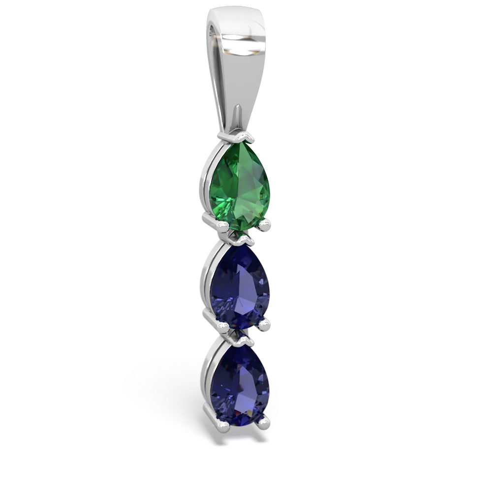 Lab Emerald Dew Drops 14K White Gold pendant P2251