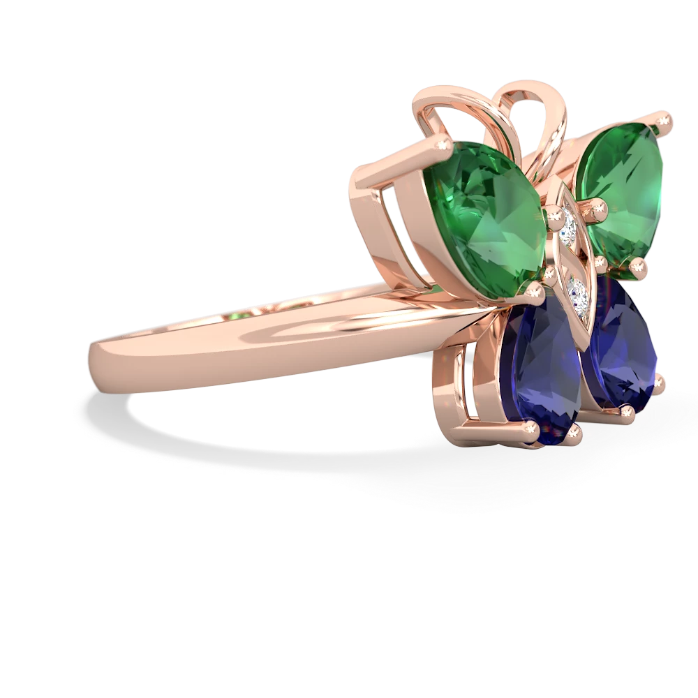 Lab Emerald Butterfly 14K Rose Gold ring R2215