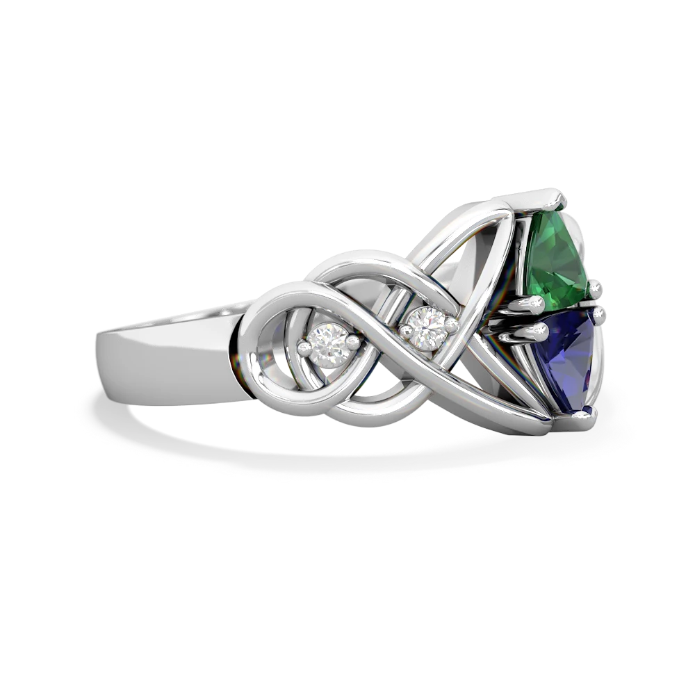 Lab Emerald Keepsake Celtic Knot 14K White Gold ring R5300