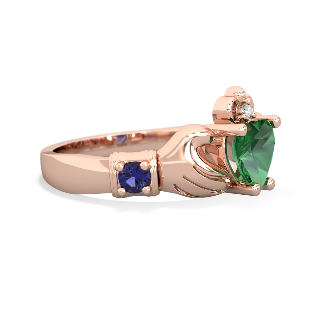 Lab Emerald Claddagh Keepsake 14K Rose Gold ring R5245