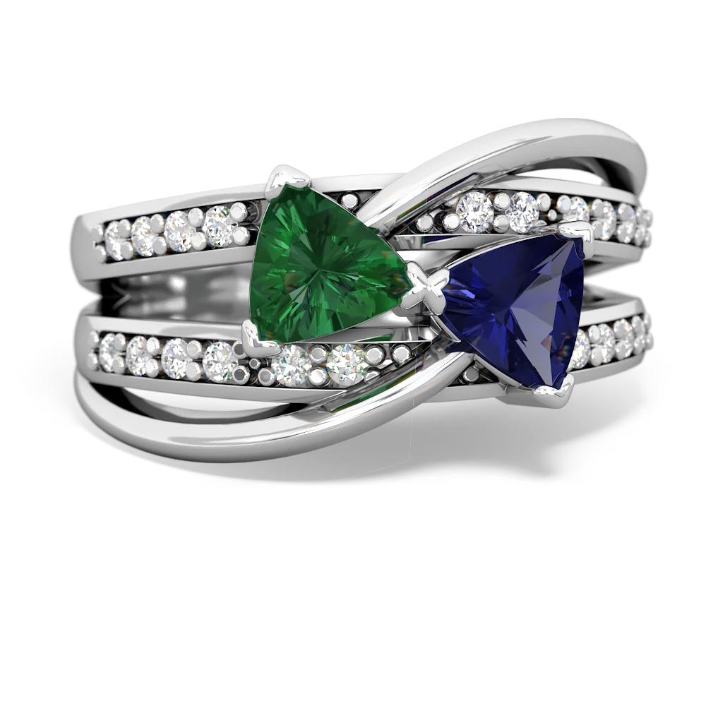 Lab Emerald Bowtie 14K White Gold ring R2360