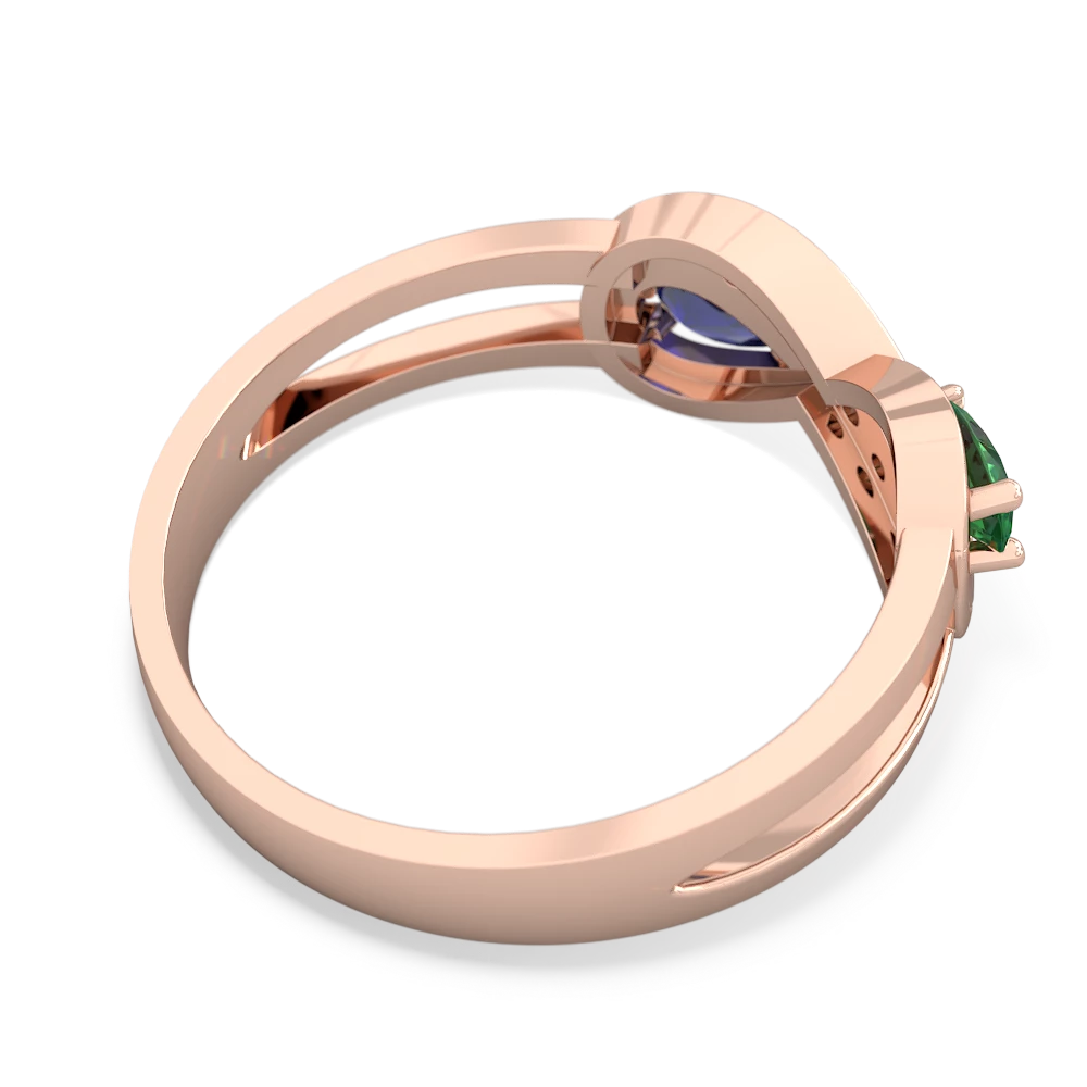 Lab Emerald Diamond Infinity 14K Rose Gold ring R5390